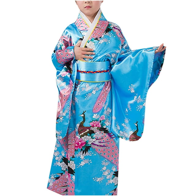 Kimono de Mode pour Filles Tradition Cardigan Imprimé Amélioré Pyjamas Robe Tenue de Soirée Ensemble Kimono