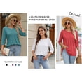 thumbnail image 5 of MOYIKO 3/4 Length Sleeve Womens Tops Crew Neck T Shirts Pleated Tunic Summer Blouses Dressy Casual, 5 of 7