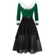 thumbnail image 3 of TaTaai Women's V Neck Long Sleeve Dress Faux Fur Collar Mesh Asymmetrical Hi Lo Hem with Belt Evening Party Gown Fall Winter Gift, 3 of 3