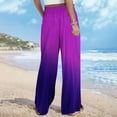 thumbnail image 5 of USNSM Wide Leg Pants for Women Rainbow Colored Drawstring Stretchy Casual Pants Fall Baggy Hiking Palazzo Trousers Purple M, 5 of 5