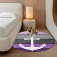 thumbnail image 3 of White Anchor Round Area Rugs 3 ft, Costal Purple Grey Stripes Wood Grain Bottom Washable Small Area Rug with Non-Slip Sturdy Edge Binding Round Front Door Mat Floor Carpet for Entryway, 3 of 9