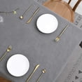 thumbnail image 2 of Lux Faux Linen Tablecloth with Slubby Texture Wrinkle Free Anti-Shrink Soft Table Cloth for Kitchen Dining Tabletop for Outdoor and Indoor Use Rectangle 60 x 84 Inch Neutral Gray, 2 of 5