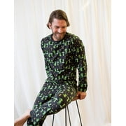Leveret Mens Two Piece Cotton Pajamas Alien M