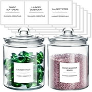 Set of 2 Glass Jars for Laundry Room Organization,Half Gallon Laundry Storage Containers,Glass Containers with Lids and Labels,Glass Jar for Laundry Detergent,Laundry Pods Container