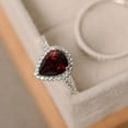 thumbnail image 3 of Garnet ring, pear shaped engagement ring, sterling silver, January birthstone,ring sets, 3 of 4