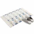 thumbnail image 4 of Starfish Bathroom Rug 2'x3', Blue Ocean Coastal Coral Shell Nautical Boat Low Profile Front Entryway Rug with Tassels, Woven Cotton Washable Kitchen Mat Carpet for Foyer Bedroom Back Door Decor, 4 of 9