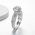 thumbnail image 3 of Oryn Jewelry 14K White Gold Plated Ring - 2 Ct Brilliant Round Cut Moissanite - Vintage Style Wedding Engagement Ring - Bride Jewelry Gift Set, 3 of 4