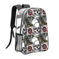 thumbnail image 3 of Sikiie Skulls Roses Clear Backpack, Transparent Bookbag for School for Women Men, Capacity Clear Bag for College, Travel, 3 of 7