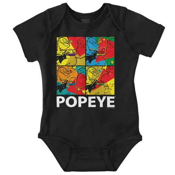 Popeye the Sailor Man Spinach Squares Romper Boys or Girls Infant Baby Brisco Brands NB