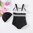 thumbnail image 4 of SGMVNU Girls Swimsuit with Cap Two Piece Swimwear Set Girls Swimwear 10-12 Cute Floral/Cartoon Bathing Suit Sunsuit, Size 4-5 Years, 5-Black, 4 of 6