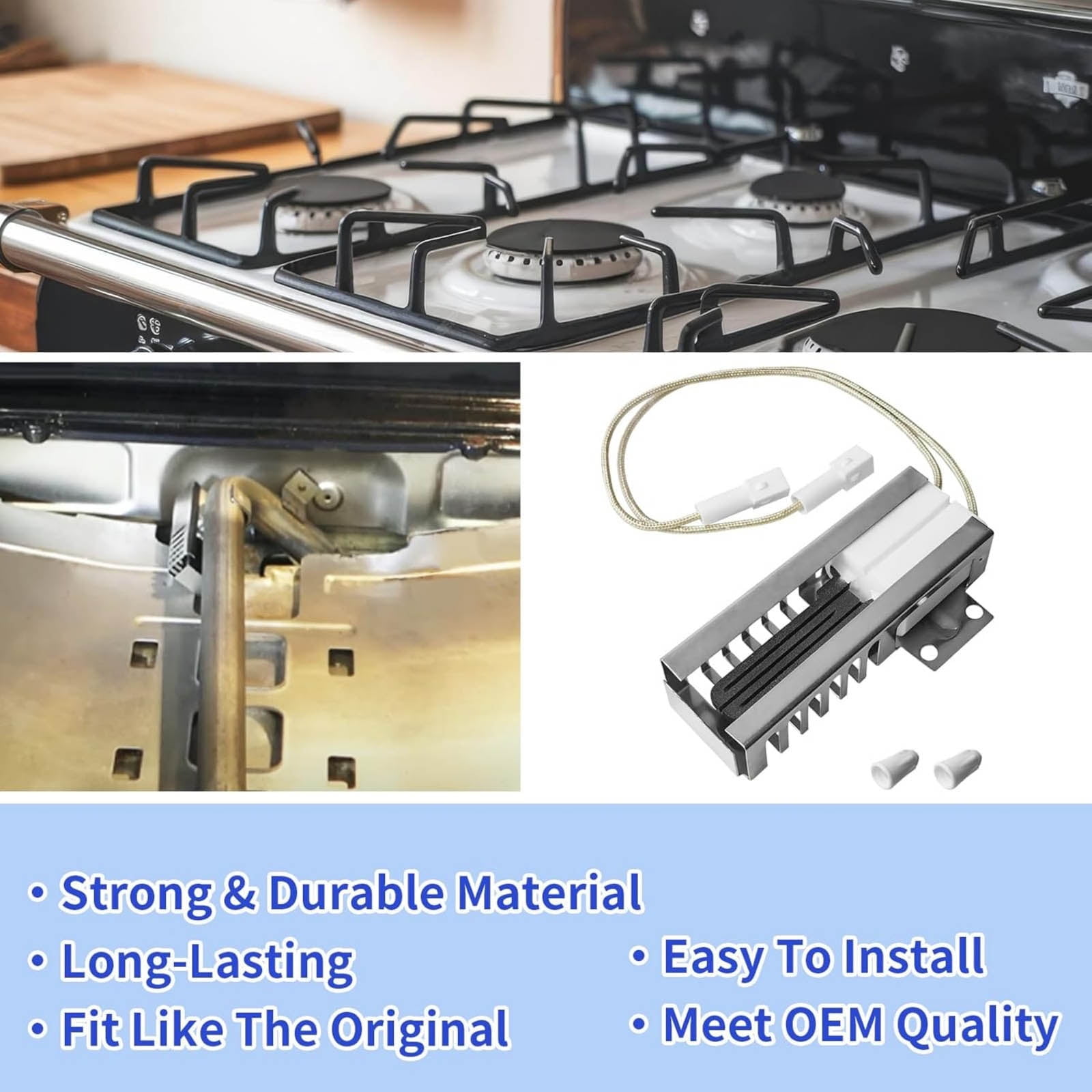 CSYANXING Range Oven Igniter 120V Quality Materials Aluminum Alloy ABS With 2 Nut Connectors For Samsung NX58K9850SS NX58K9852SG Oven