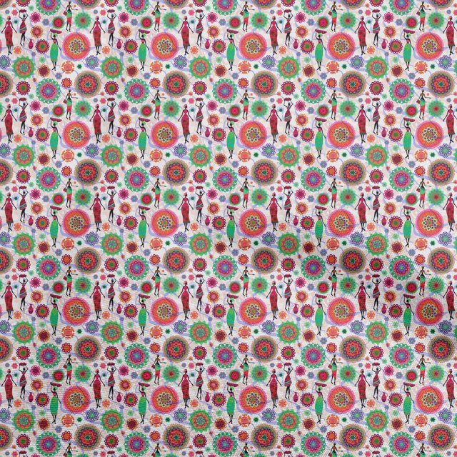 oneOone Polyester Spandex Orange Fabric African Sewing Material Print Fabric By The Yard 56 Inch Wide