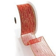 thumbnail image 2 of Ribbon Traditions Horizontal Glitter / Sequin Stripes Sheer Wired Ribbon 2 1/2 Inch by 10 Yards - Red / Gold, 2 of 5