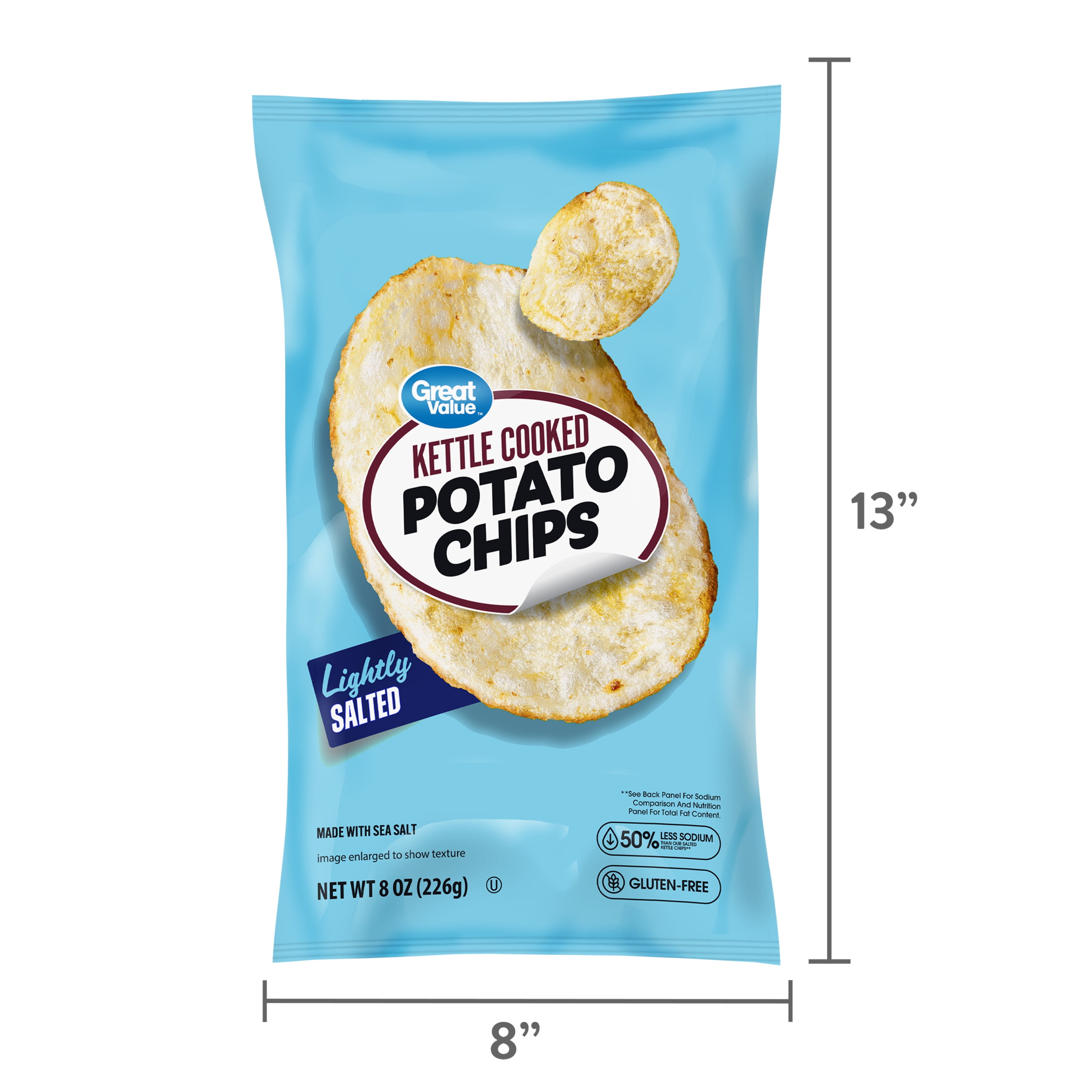 Great Value Kettle Cooked Lightly Salted Potato Chips, 8 oz