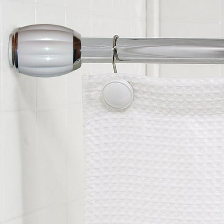 Chrome/White" Steel Shower Curtain Tension Rod with Decorative Resin Finals