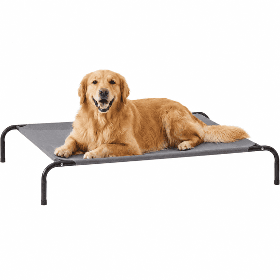 Cooling Elevated Dog Bed,43" x 32" x 8" Portable Raised Pet Cot with Washable Mesh for Dogs,Grey