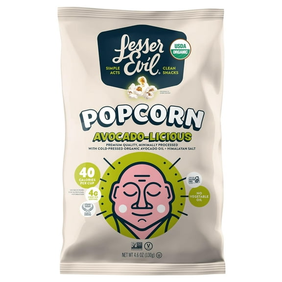 Pack of 12, Lesser Evil Organic Avocado-Licious Popcorn, 4.6 oz