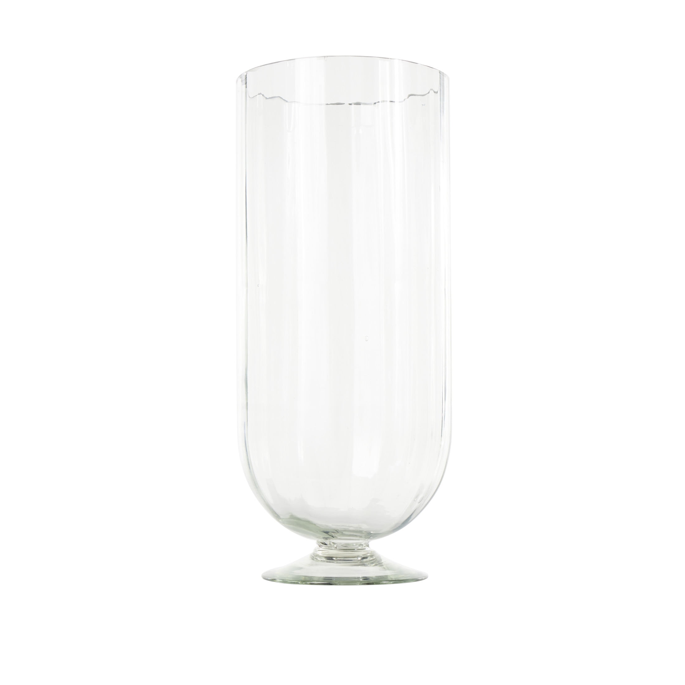 DecMode Glass Ribbed Fluted Candle Holder with Elevated Base