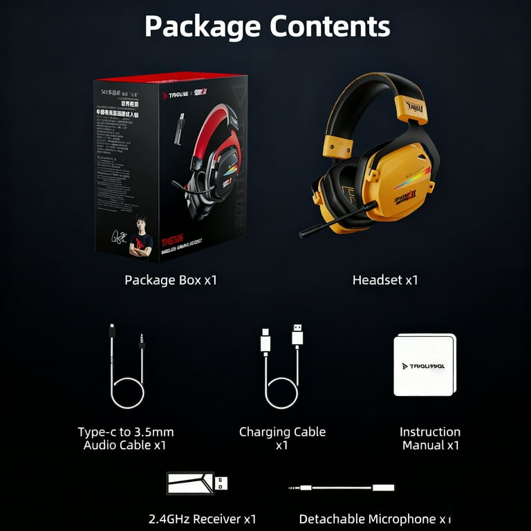 THS326 Wireless Gaming Headset 7.1 Surround Sound for PS5 PS4 PC