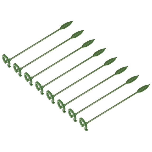 Uxcell 6.7 Inch Plastic Single Stem Ring Clips Plant Support Stakes Green 20Pack