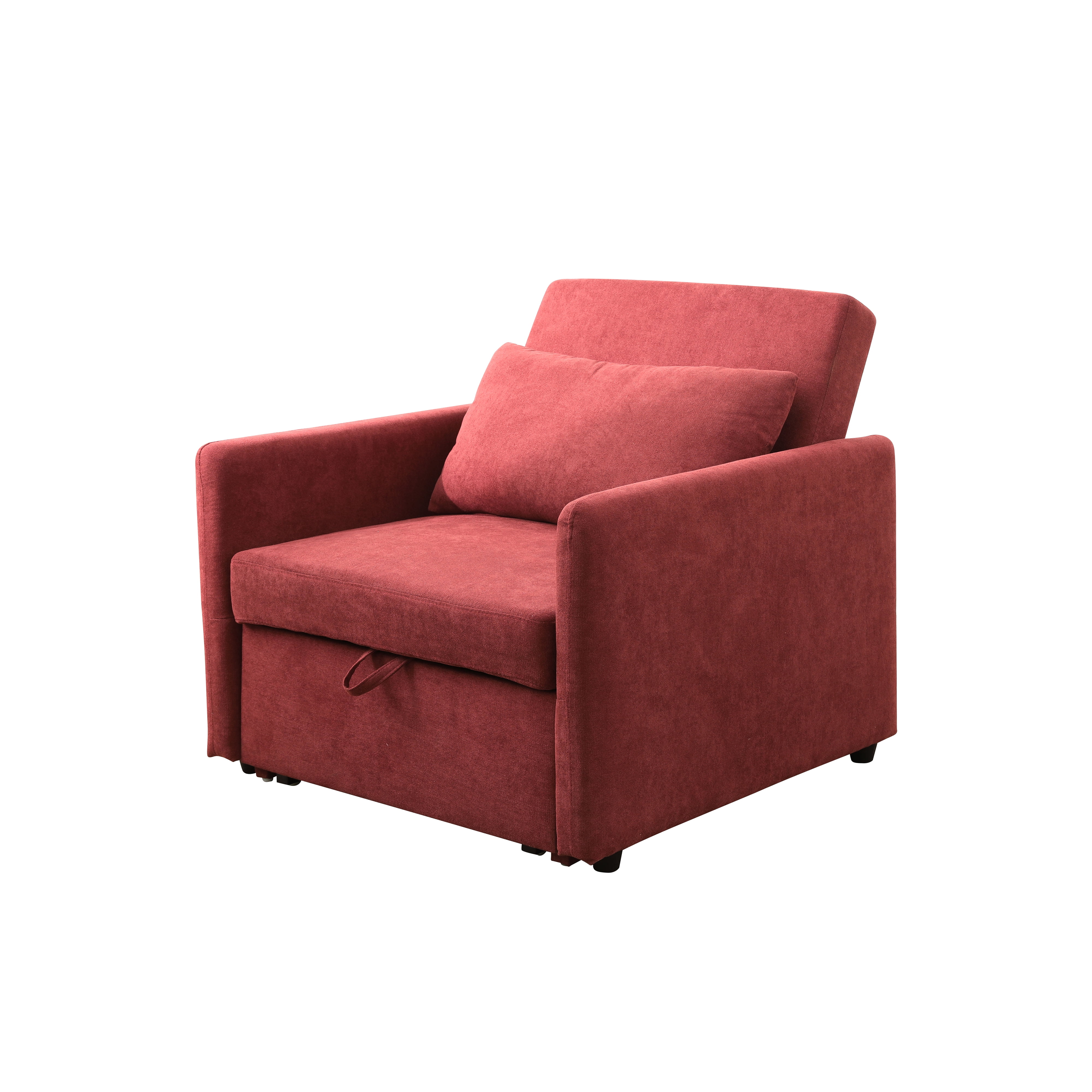 MAYEERTY 36" Modern Upholstered Lint 1-Piece Convertible Sofabed Armchair with Quick-Fold Design for Living Room，Red