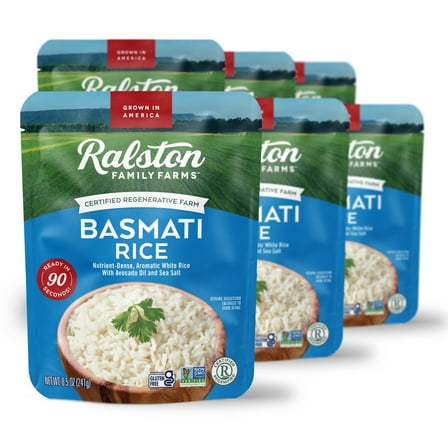 Ralston Family Farms Basmati Rice, 8.5 OZ, Ready in 90 Seconds, 6 Pack