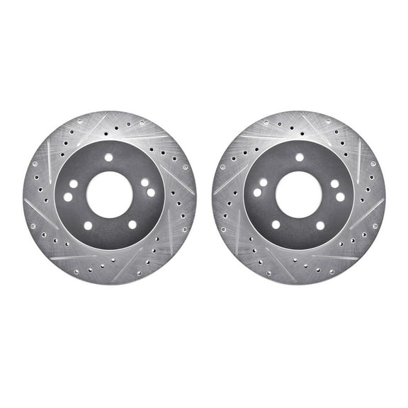 Dynamic Friction Company Front Brake Rotors-Drilled and Slotted-Silver 7002-47021