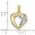 thumbnail image 3 of 10K Yellow With Rhodium Cross In Heart Charm (18.15 X 13) Made United States 10k9181, 3 of 5