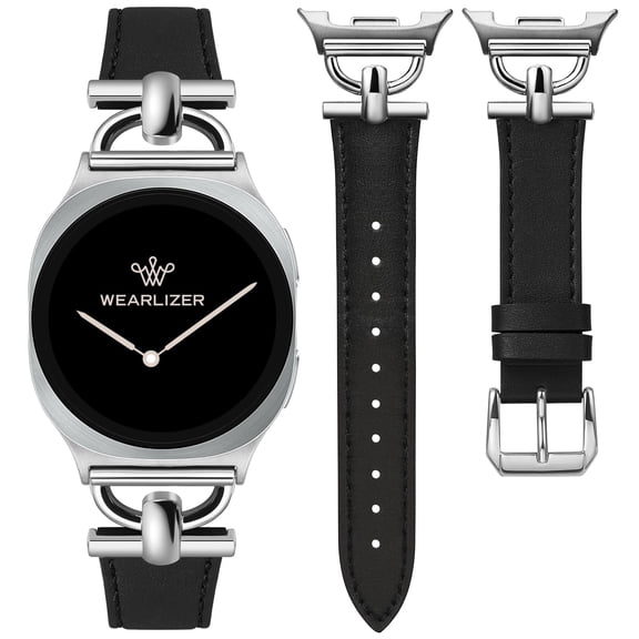 Wearlizer Leather Band Compatible with Samsung Galaxy Watch 9/8 40mm 44mm & Watch 8 Classic 46mm, Slim Dressy Genuine Leather Strap with D-Shape Metal Buckle for Women