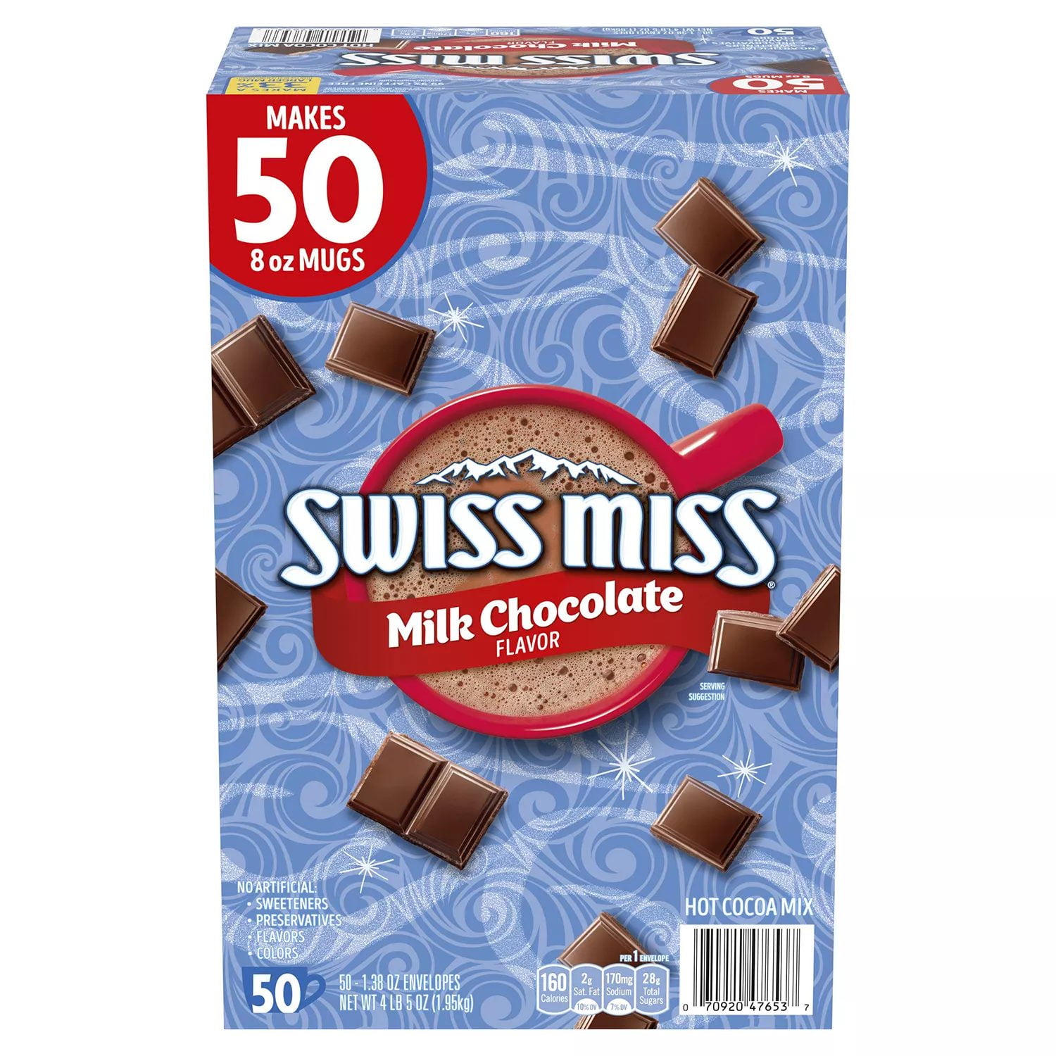 Swiss Miss Milk Chocolate Hot Cocoa Mix Packets, Real Cocoa, 50 Count