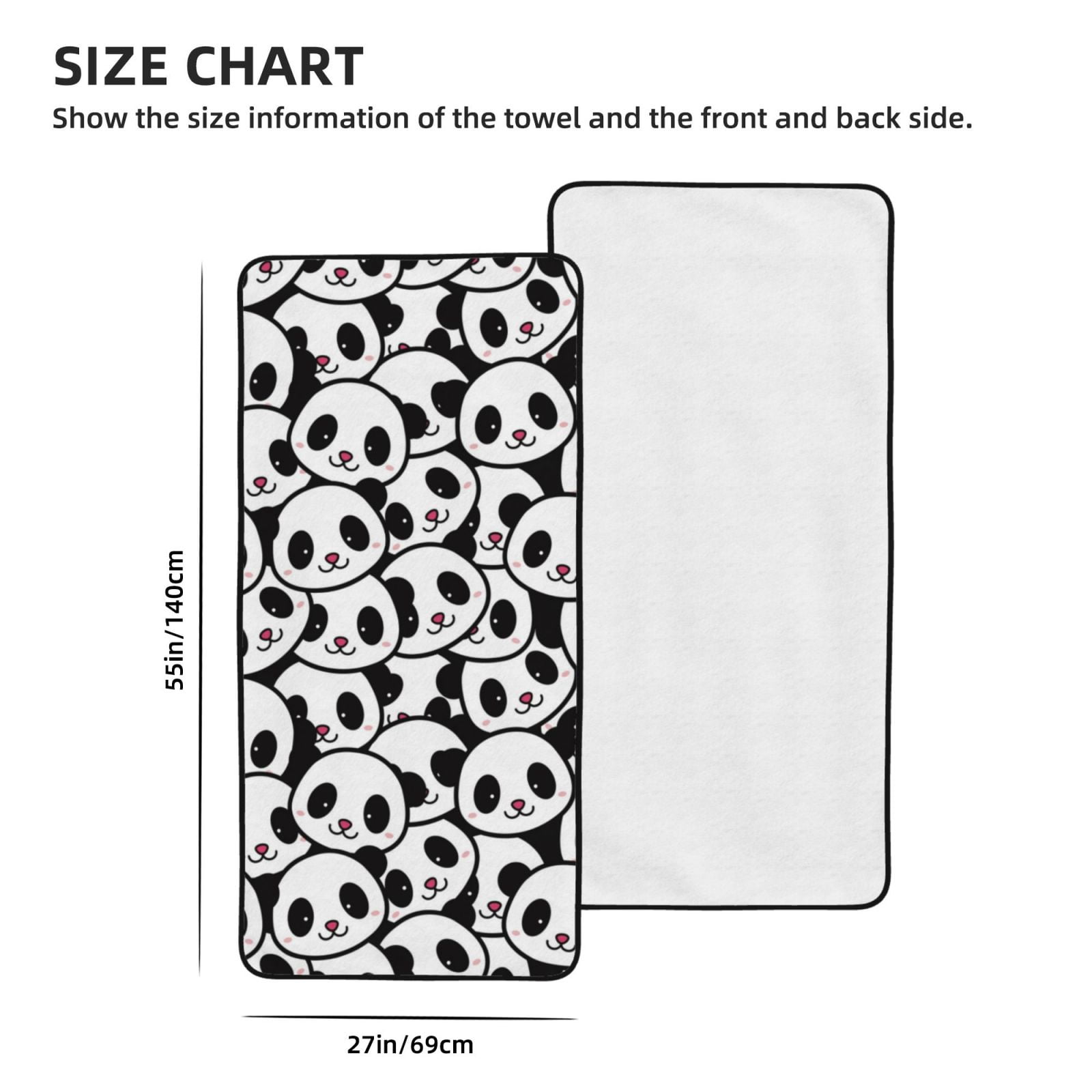 Cotton Bath Towels for Bathroom - Cute Panda Face Microfiber Quick Dry Towels for Body Bath Sheets, Personalized Beach Towel, Soft Shower Towels for Travel Home Beach 27*55in