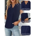 thumbnail image 4 of VDJ Women Blouses Dressy Causal V Neck Short Petal Sleeve Business Tops Ladies Summer Navy Blue Trendy Shirts Size XL, 4 of 8