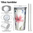 thumbnail image 4 of Watercolor Floral Pattern 10oz Tumblers Stainless Steel Tumbler with Lid and Straw,Vacuum Insulated Double Wall Travel Tumbler Cups with Cleaning Brush for Coffee, Tea, 4 of 4
