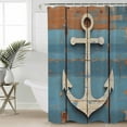 thumbnail image 2 of Extra Long Shower Curtain 72x84 Inch, Vintage Beige Anchor Shower Curtain Waterproof Bathroom Decor Modern Nautical Coastal Wooden Fabric Bath Curtain Set Accessories with Hooks, 2 of 6