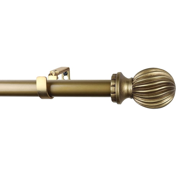 Urbanest Adjustable Single Curtain Rod Set Lecca Finials – 1 - Inch Diameter, With Renaissance Gold Rod, 28–48 Inches