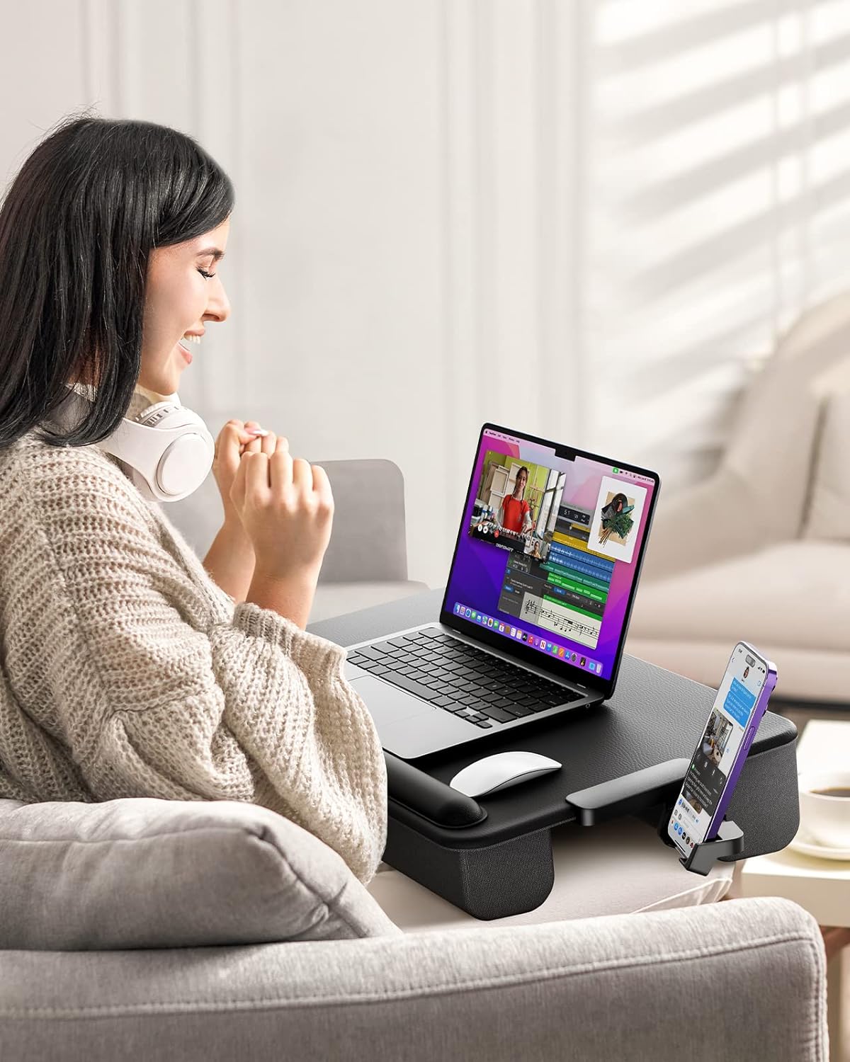 Laptop Lap Desk, Portable Laptop Desk for Bed - Fits Up to 17" Laptops & MacBook,Lightweight Lap Tray Table,Black