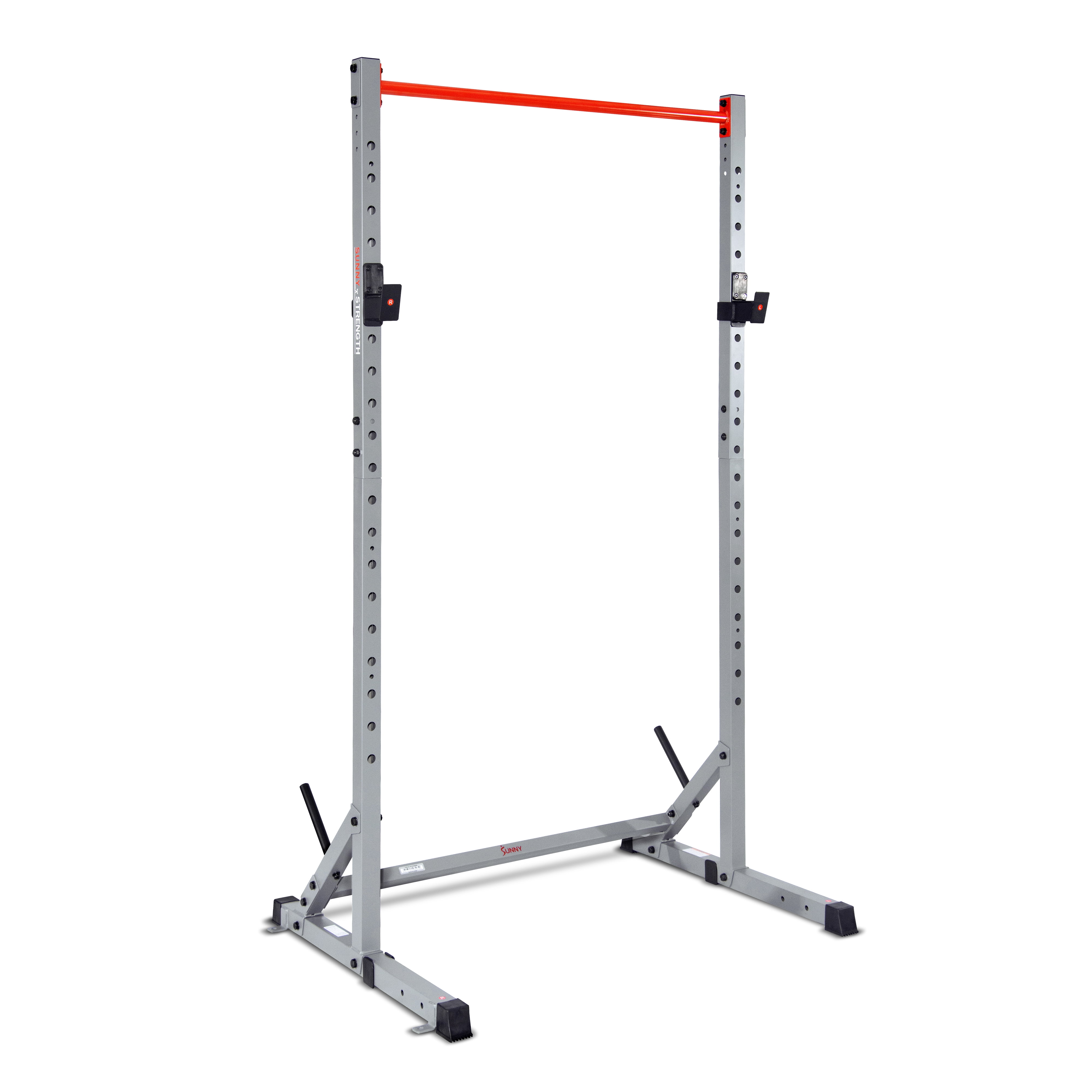 Sunny Health & Fitness Adjustable Squat Stand Power Rack, Grey, Heavy-Duty Steel