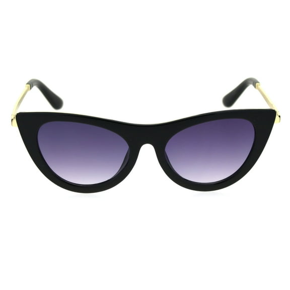 Womens Mod Metal Arm Chic Gothic Plastic Cat Eye Sunglasses Black Gold Smoke