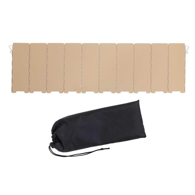 Parabrisas para horno de Camping, parabrisas plegable, Protector de viento compacto de 10 placas, estufa de Camping, parabrisas para acampar al aire Caqui
