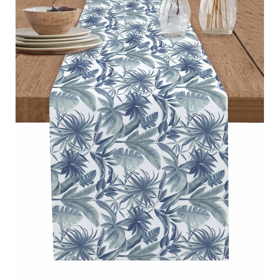 Boanket Grey Palm Trees Table Runner - 48 Inch Long, Kitchen Dining Table Runner Dresser Scarves, Summer Botanical Watercolor Farmhouse Decor for Coffee Tables Wedding Party Banquet