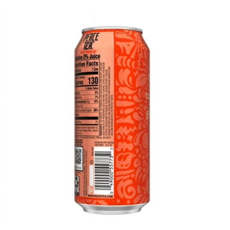 Peace Tea Just Peachy Can 16 fl oz, 12 Pack Refreshing Peach