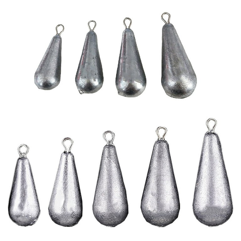 BE-TOOL 10PCSFishing Weight Sinker Lead Weights Sinker Fishing Tackle for  Saltwater Freshwater Silver Raindrop Shape Streamlined 40g/0.08 lb