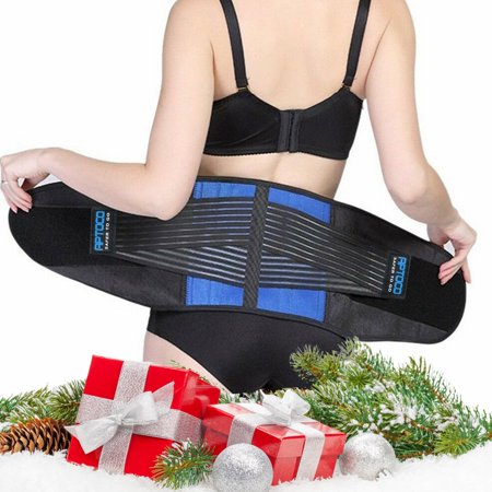 Aptoco Back Brace Lumbar Support Belt for Men Women Lower Back Support Protective with 6 Stays Breathable Mesh for Back Pain Weight Lifting Exercise, Size L, Christmas Gifts