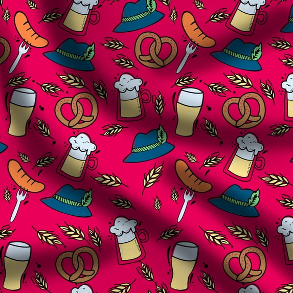 eloria-décor Hat Printed Fabric Crafting Sewing and Quilting Dress Making Fabric & Clothing Accessories, Fabric by The Yard, Color: Magenta