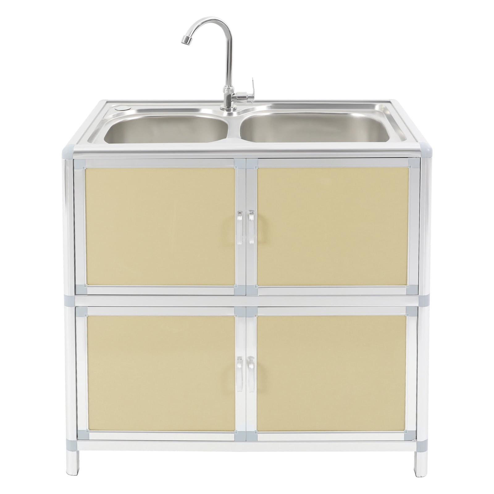 Kitchen Sink with Cabinet, Utility Sinks with Faucet, Freestanding Sink with Storage for Home Kitchen(Gold)