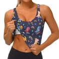 thumbnail image 4 of Haiem Cartoon Dinosaur Pattern Womens Sports Bra - U Neck Padded Low Impact Yoga Bra Workout Crop Top Gym Moisture-Wicking Workout Vest -XX-Large, 4 of 9