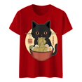 thumbnail image 5 of Womens Anime Cat Ramen Graphic T-Shirts Japanese Funny Graphic Short Sleeve Tees Kawaii Cat Anime Gifts Tops, 5 of 5