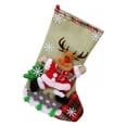thumbnail image 2 of Christmas Sale! 12" Christmas Stocking， Classic Linen Fireplace Hanging Stocking Snowflake Santa Snowman Reindeer Hanging Ornament Socks for Xmas Holiday Party Decoration, 2 of 7