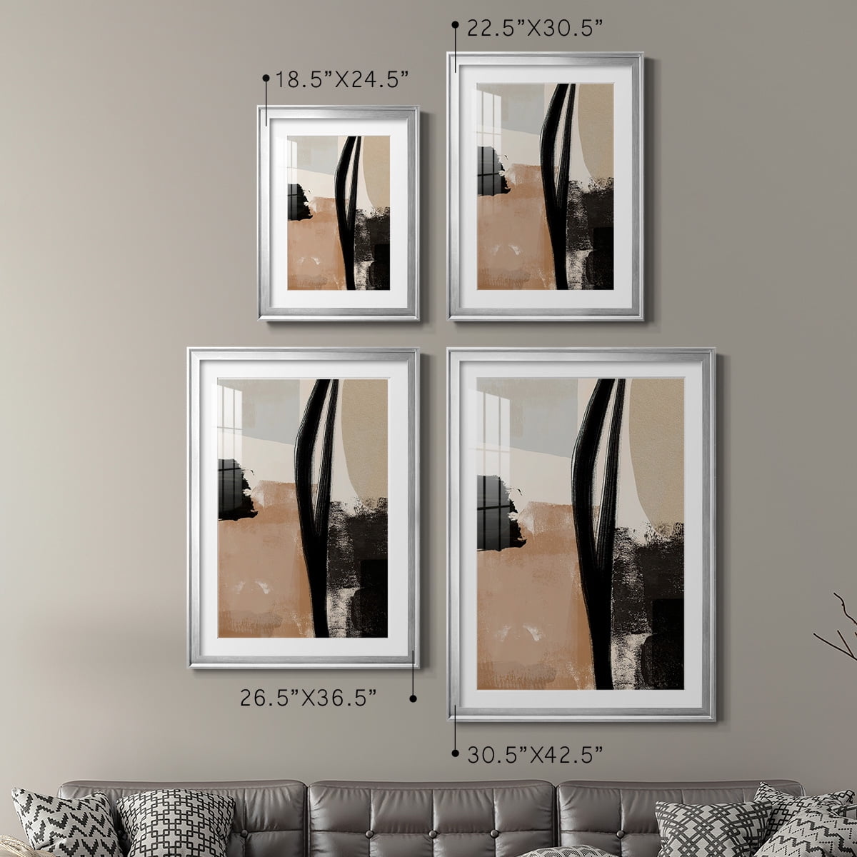 Wexford Home Selective Arrangement I Premium Framed Print, 30.5" x 42.5" - Ready to Hang, Silver (Set of 2)