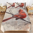 thumbnail image 6 of 3 Pcs Soft Bedding Set, Includes 1 Duvet Cover with Zipper And 2 Pillow,Shams Red Bird Northern Cardinal Full(79"×90"), 6 of 8